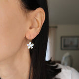 Moonstone Diamond Flower Huggie Earrings