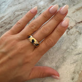 Diamond Dot and Blue Sapphire Gypsy Ring