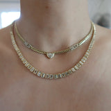 Graduated Bezel Emerald Cut Diamond Tennis Necklace