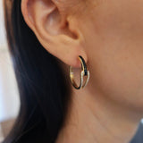 Black Enamel Diamond Hoop Earrings