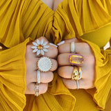 Diamond Disc Citrine Halo Ring