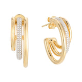 Triple Diamond Oval Hoop Earrings