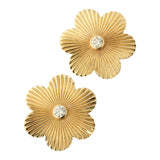 Diamond Fluted Flower Stud Earrings