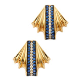 Diamond Blue Sapphire Scallop Earrings