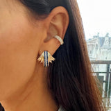 Diamond Blue Sapphire Scallop Earrings