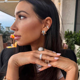 Diamond Blue Sapphire Scallop Earrings