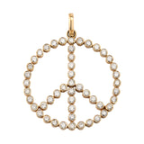 Large Peace Sign Bezel Set Diamond Pendant