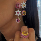 Citrine Pink Spinel Raised Ring