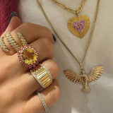 Citrine Pink Spinel Raised Ring