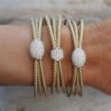 Triple Braided Diamond Circle Cuff Bracelet