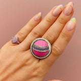 Pink Enamel Rainbow Ring