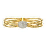 Triple Braided Diamond Puffy Oval Cuff Bracelet