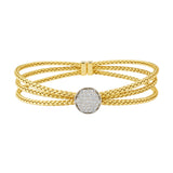 Triple Braided Diamond Circle Cuff Bracelet