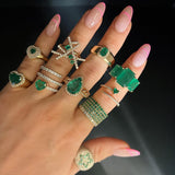 Diamond Emerald Heart Signet Ring