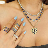 Kyanite Diamond Waffle Ring