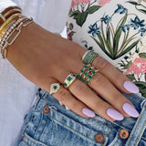 Diamond Emerald Heart Signet Ring