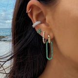 Green Gold and Tsavorite Paperclip Earrings