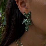 Leaf Tsavorite Diamond Earrings