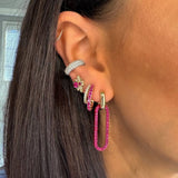 Pink Gold and Ruby Paperclip Earrings