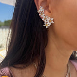 Diamond and Citrine Daisy Stud and Crawler Earrings