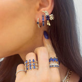 Kyanite and Diamond Double Band Ring