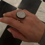 Diamond Disc Black Spinel Halo Ring