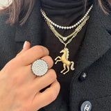 Diamond Disc Black Spinel Halo Ring