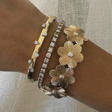 Gold Fluted Flower Diamond Bracelet