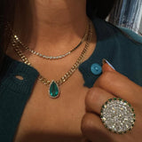 Diamond Disc Emerald Halo Ring