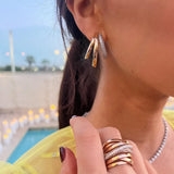 Diamond Triple Hoop Earrings