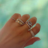 Double Band Topaz White Enamel Ring