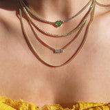Diamond Emerald Heart Tennis Necklace