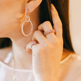 3 Hoop Pink Sapphire Diamond Earrings