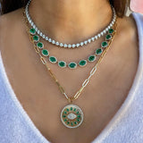 Emerald and Diamond Evil Eye Pendant