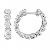Diamond Crown Prong Hoop Earrings