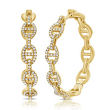Diamond Chain Hoop Earrings