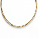 Bezel Full Emerald Cut Diamond Tennis Necklace