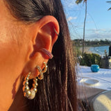 Diamond Ball Hoop Earrings