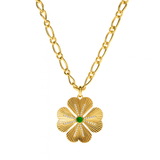 Diamond and Emerald Clover Lucky Pendant