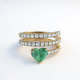 Diamond Emerald Heart Wrap Ring