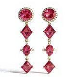 Pink Topaz Multistone Diamond Earrings