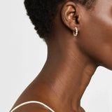 Diamond Crown Prong Hoop Earrings